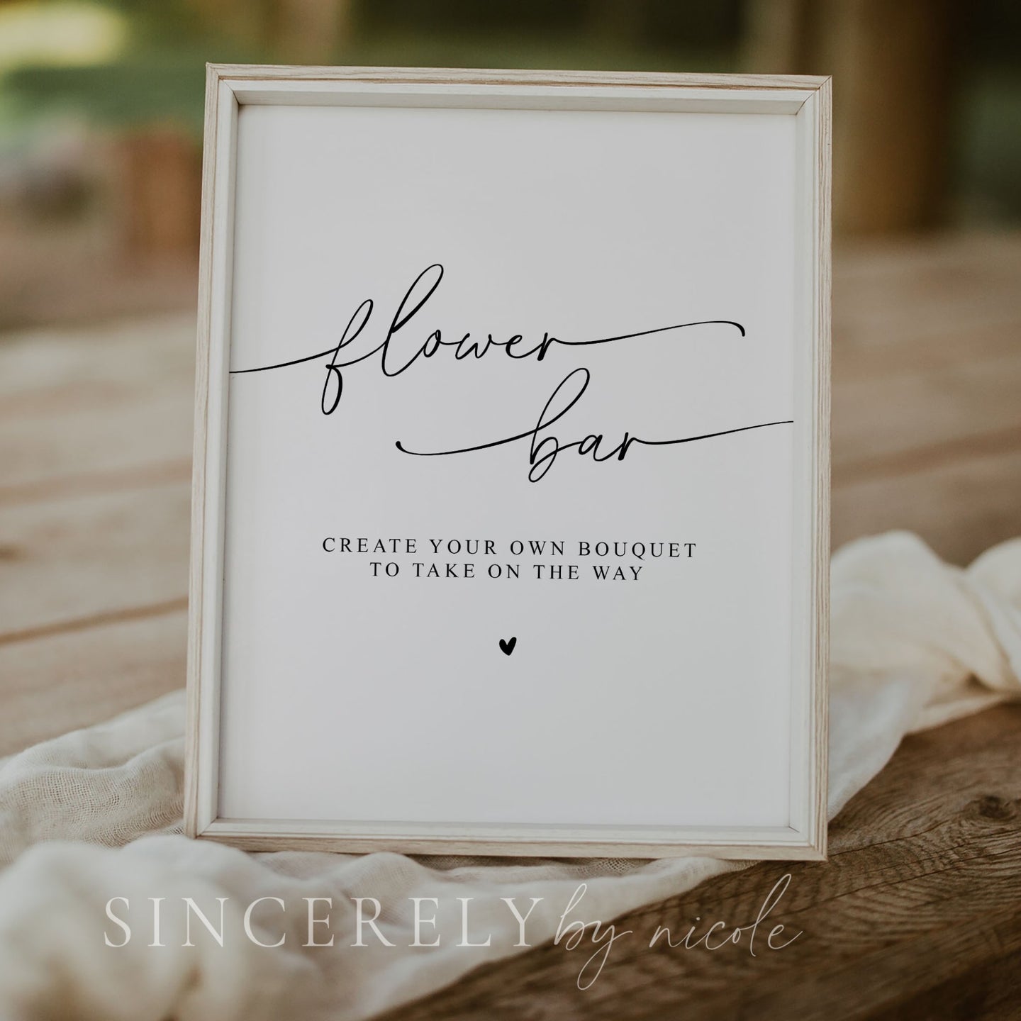 Elegant Bridal Shower Flower Bar Sign - SincerelyByNicole
